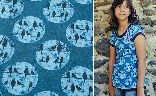 Birds on a Wire design examples: Shirt Rosita in denim blue