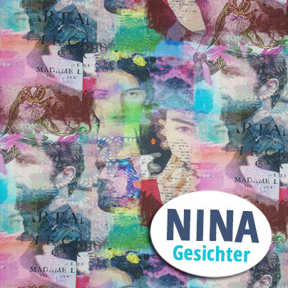 Swafing Stoff Nina mit abstrakten Gesichtern