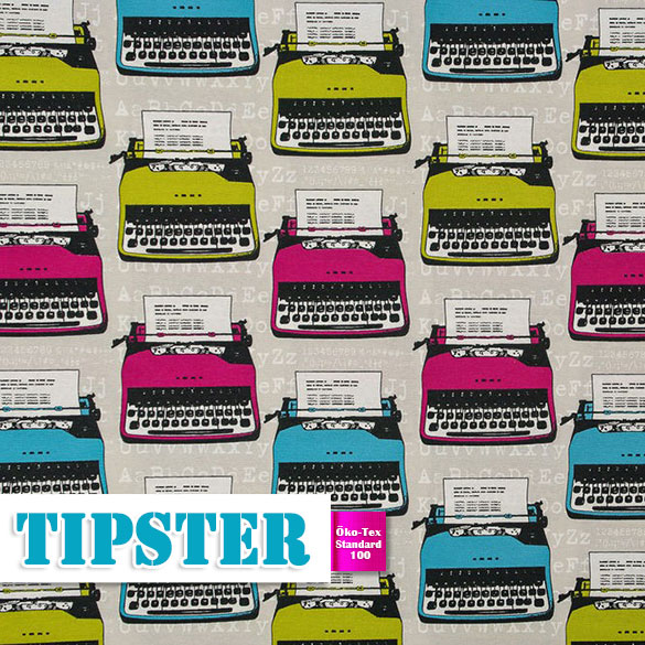  Swafing Dekostoff Tipster mit Schreibmaschinen